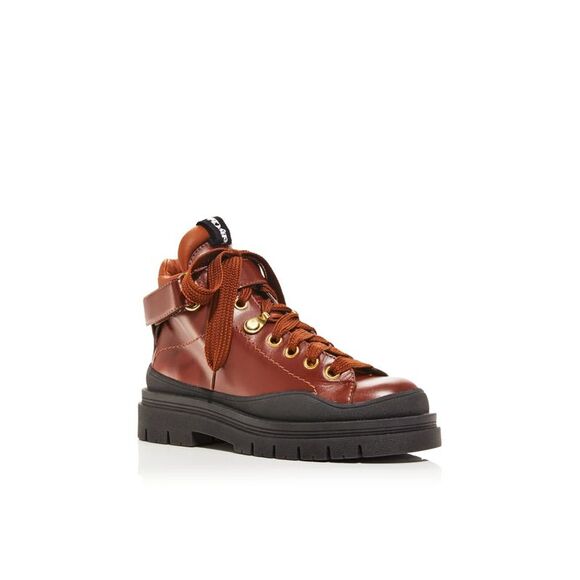 SEE BY CHLOE Shoes - SEE BY CHLOE Womens Rust/Copper Brown 1" Platform Ca/la Jolya Hiking Boots 37